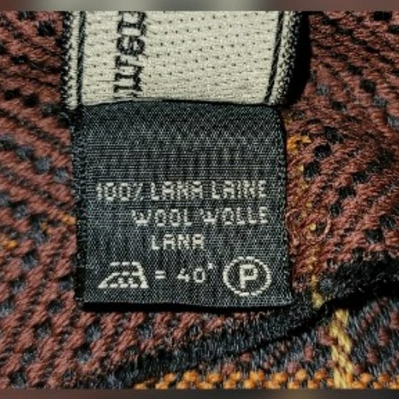 Ermenegildo Zegna 100% Wool Scarf Brown, Gold & Rust - Picture 3 of 3